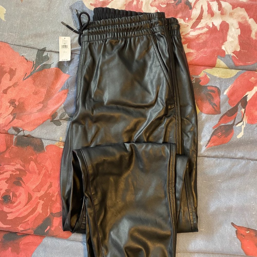 NWT Gap "leather" pants, black, women's Large Tall